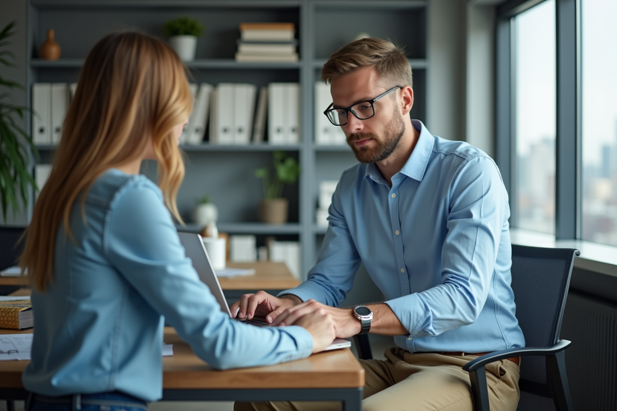 Homme en tenue casual travaillant sur un ordinateur au bureau